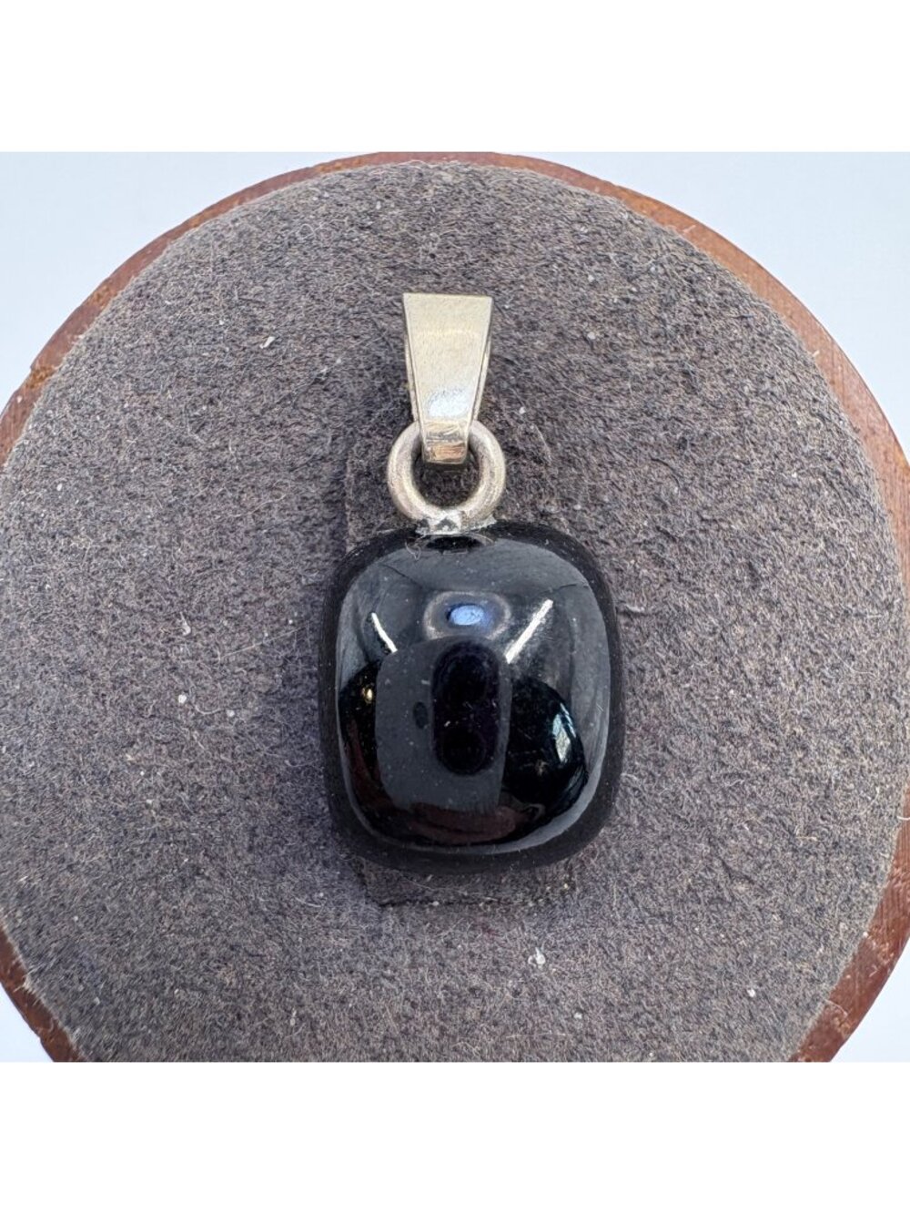 Obsidian Cabochon Pendant Sterling Silver 925 Size 0.75" Length